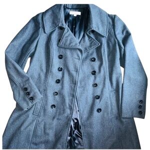 🛑 SOLD ‼️NEW YORK & COMPANY CHARCOAL / HEATHER GRAY WOOL BLEND PEA COAT SIZE XL